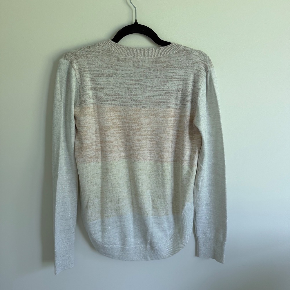 Moth Anthropologie Women Small Colorblock Metallic Rayon Blend Sweater - Picture 2 of 4